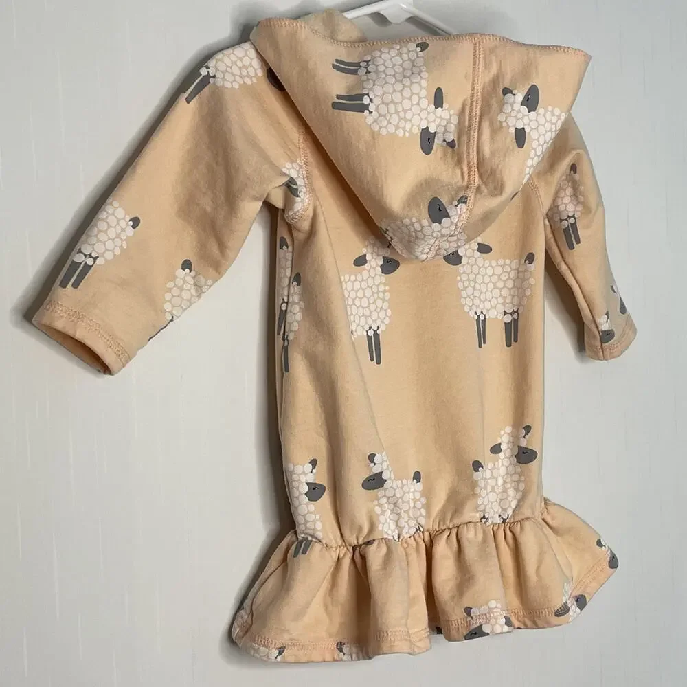 Monica Andy Soft Organic Sheep Hooded Peplum Tunic Size 12-18M